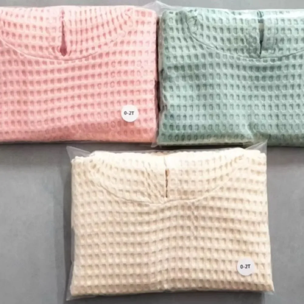 Organic Cotton Waffle Kids Poncho Hooded Towel: Pool, Beach, Bathroom GREEN